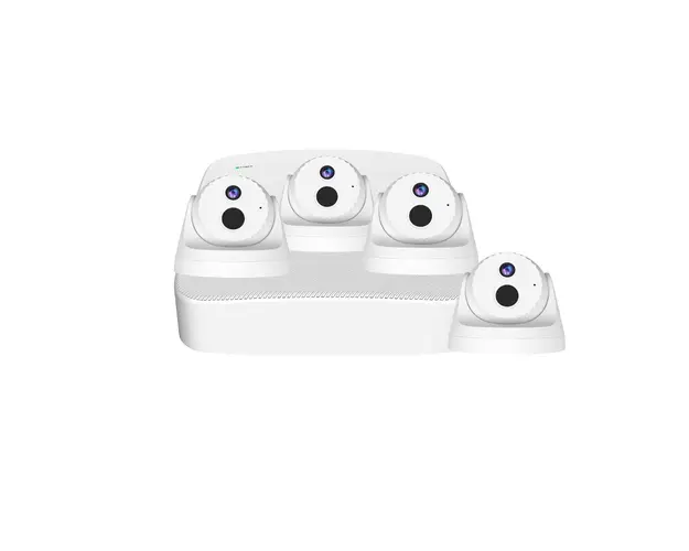 Kit supraveghere interior Dome IP Tenda K4P-4CR, 4 canale, 4 MP, IR 30 m, 4 mm, PoE, microfon 