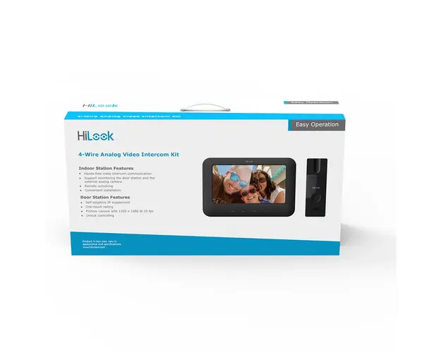 Kit videointerfon analog Hikvision HiLook VI-K12P, 2MP, ecran 7 inch, 1 familie, plug&play, aparent