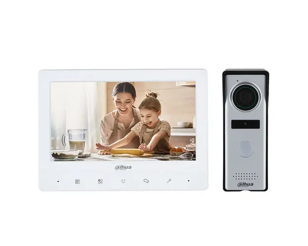 Kit videointerfon Dahua KTA03, 1.3 MP, 1 familie, auto IR, 7 inch, aparent