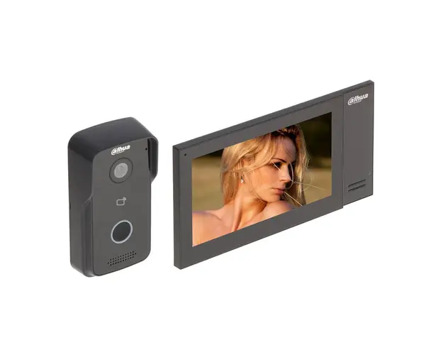 Kit videointerfon IP Dahua KTP02, 1 MP, 1 familie, aparent, 7 inch, IC card, control de la distanta, PoE