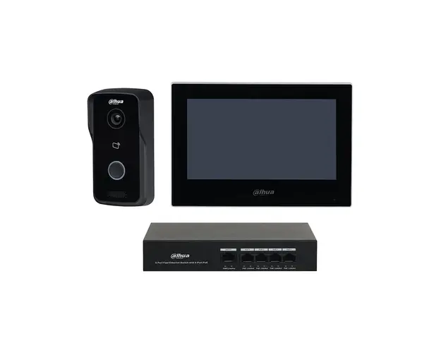 Kit videointerfon IP Dahua KTP03, 1MP, 1 familie aparent, 7 inch, IC card, PoE