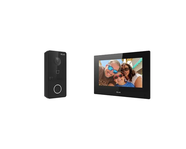 Kit videointerfon IP Wi-Fi Hikvision HiLook VI-K43P, 2MP, touchscreen, 2.4GHz, IR 3m, ecran 7 inch, aparent, PoE, slot card