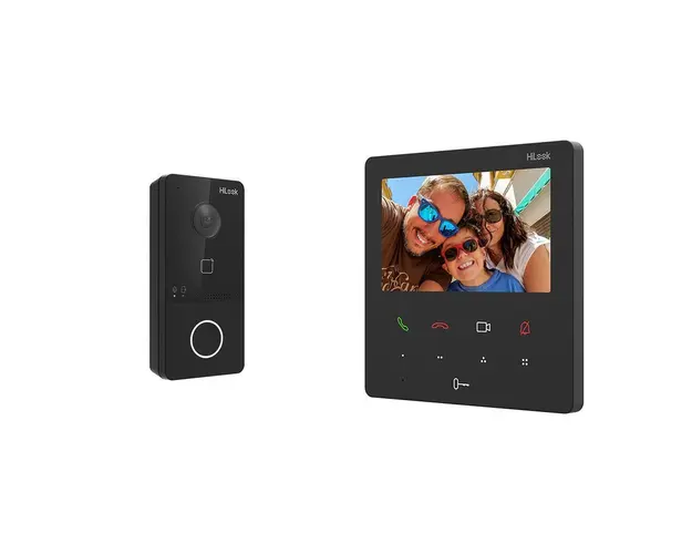 Kit videointerfon IP WiFi Hikvision HiLook VI-K46P, 2MP, touchscreen, 2.4GHz, IR 3m, ecran 4.3 inch, aparent, PoE, slot card