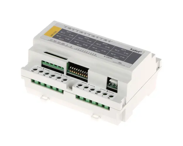 Modul de extensie cu 8 intrari si 8 iesiri Satel INT-IORS, 16A/230VAC, 12VDC, sina DIN