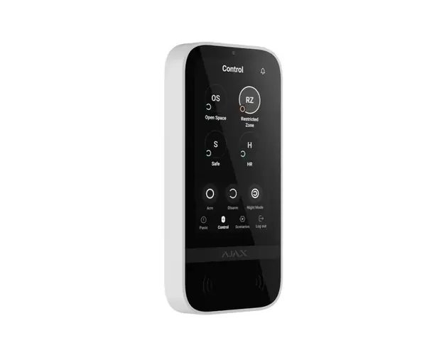 Tastatura tactila wireless Ajax KEYPAD TOUCHSCREEN WH, 13.56 Mhz, Bluetooth, 200 utilizatori