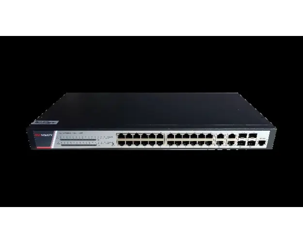 Switch Gigabit cu 28 de porturi Gigabit Hikvision DS-3E2528P(B), 56 Gbps, 51 Mpps, PoE, cu administrare