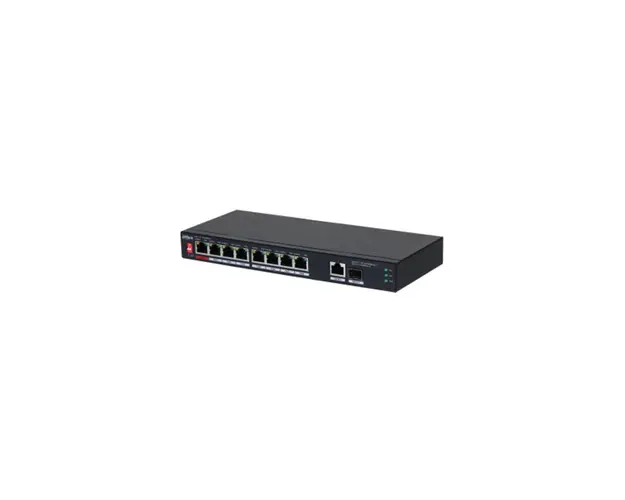 Switch cu 10 porturi Dahua PFS3110-8ET1GT1GF-96, 5.6 Gbps, 4.17 Mpps, 8.000 MAC, fara management, PoE