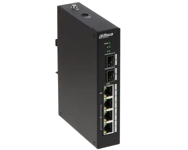 Switch cu 4 Porturi PoE Dahua PFS3206-4P-96, 8000 MAC, 1000 Mbps