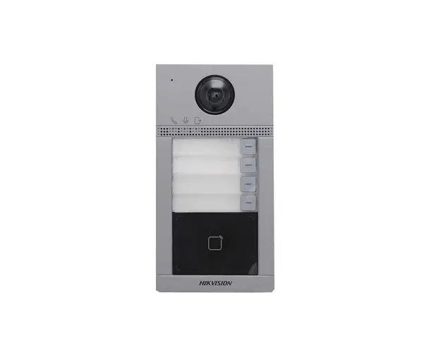 Post de exterior videointerfon IP WiFi Hikvision DS-KV8413-WME1(C), 2MP, PoE, Mifare, aparent, 4 familii