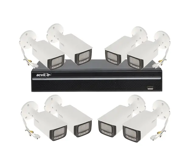 Sistem supraveghere IP exterior basic Dahua ACV-B8EXTIR60-8MP-M 8 MP, 3.6 mm, IR 60 / lumina calda 50 m, 8 camere