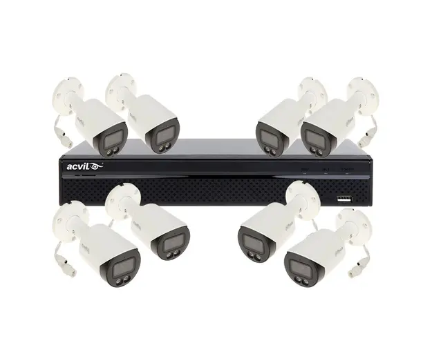 Sistem supraveghere IP exterior basic Dahua ACVDH-B8EXTIR30-4MP-M, 4 MP, 2.8 mm, IR 30 m, 8 camere