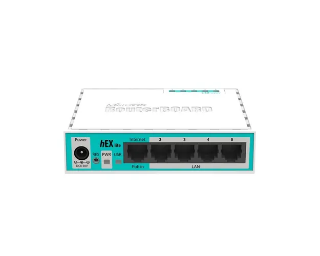 Router MikroTik hEX lite RB750R2, 5 porturi, 10/100Mbps, PoE pasiv