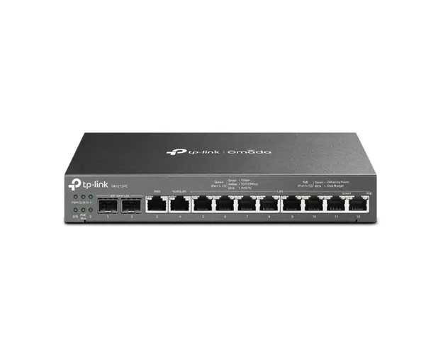 Router 3-in-1 cu 8 porturi Gigabit Omada TP-Link Multi-WAN ER7212PC, VPN, 1200MHz, Negru 