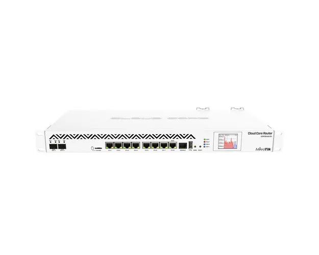 Router cu fir Gigabit MikroTik CCR1036-8G-2S+EM, 8 porturi Gigabit, 2 porturi SFP+, 1 port consola RJ45, 28 Gbps, 41.5 Mpps, slot card