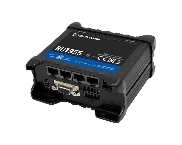 Router wireless Teltonika RUT955T033B0, 4G/LTE, VPN, 2x SIM, 4 porturi LAN, 2.4 GHz, 10/100 Mbps