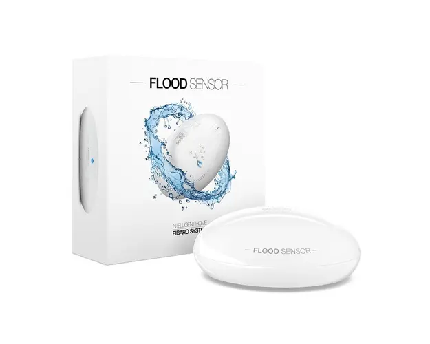 Detector de inundatie si temperatura smart Fibaro Flood FGFS-101 ZW5, Z-Wave Plus, 868/869 MHz, RF 50 m, senzor inclinare, baterie/VDC
