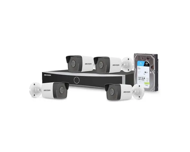 Sistem supraveghere IP exterior basic Hikvision 4EXTIR30-2MP-HDD, 4 camere, 2 MP, IR 30 m, 2.8 mm, PoE, HDD 1 TB