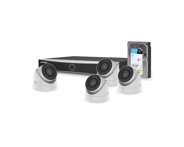 Sistem supraveghere IP interior basic Hikvision 4INTIR30-4MP-HDD, 4 camere, 4 MP, IR 30 m, 2.8 mm, PoE, HDD 1 TB