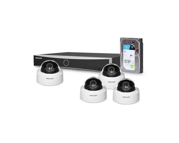 Sistem supraveghere IP interior basic Hikvision 4INTIR30-4MP-V2-HDD, 4 camere, 4 MP, IR 30 m, 2.8 mm, PoE, HDD 1 TB