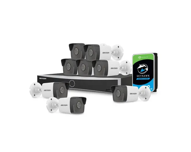 Sistem supraveghere IP exterior basic Hikvision 8EXTIR30-2MP-HDD, 8 camere, 2 MP, IR 30 m, 2.8 mm, PoE, HDD 2 TB