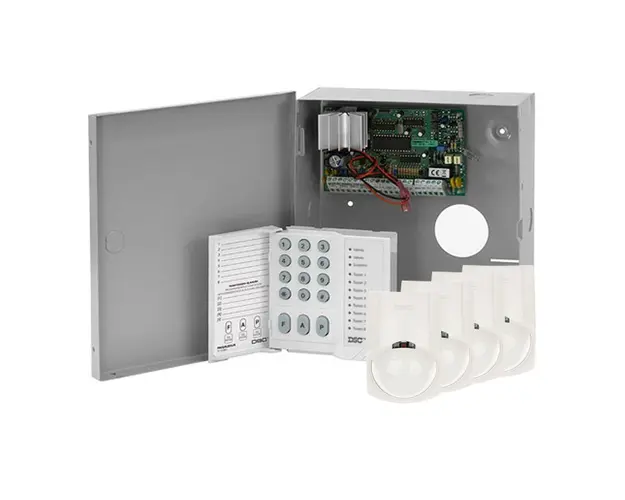 Sistem alarma antiefractie cu tastatura si detectori DSC Power PC585+4XLC-100PCI, cutie metalica, 1 partitie, 4-32 zone, 38 utilizatori