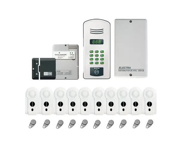 Kit complet interfon audio Electra PES.A255-10XIA02-C, 10 apartamente, 125 KHz, semiduplex