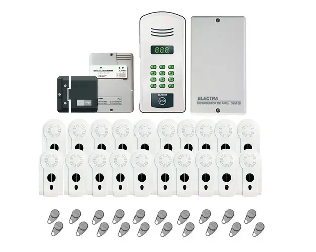 Kit complet interfon audio Electra PES.A255-20XIA02-C, 20 apartamente, 125 KHz, semiduplex 