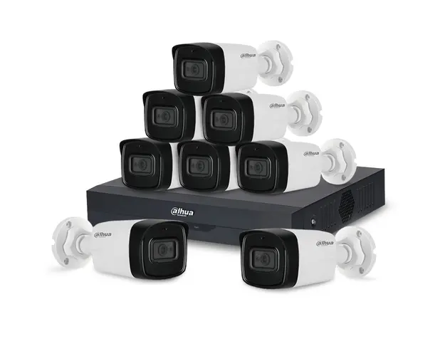 Sistem de supraveghere exterior basic Dahua DH-8EXT80-5M-A, 8 camere, 5 MP, IR 80 m, 3.6 mm, POS, IoT