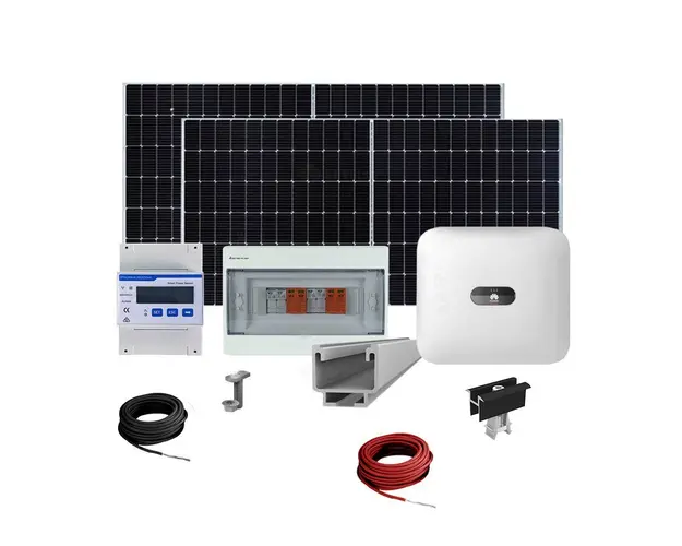 Sistem Fotovoltaic complet cu montaj si dosar prosumator inclus 10 kWp, invertor trifazat hibrid Huawei si 22 panouri Canadian Solar, montaj pe acoperis inclinat