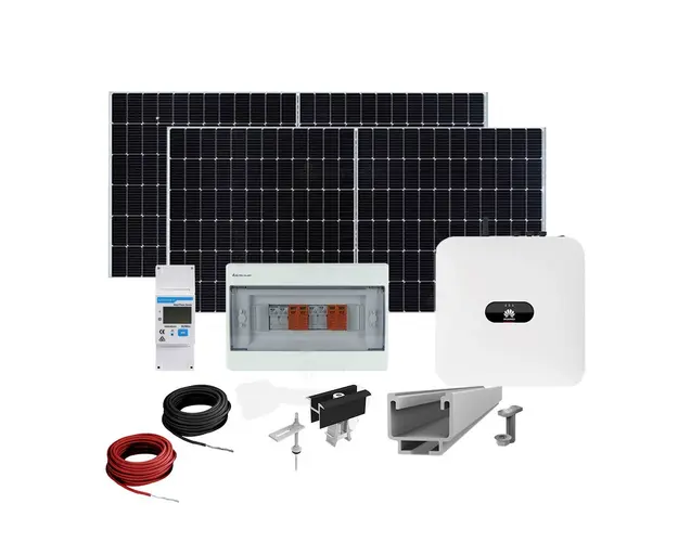 Sistem fotovoltaic complet 5 kW, invertor monofazat Hibrid WiFi si 12 panouri Canadian Solar, 120 celule, 460 W, pe structura de metal