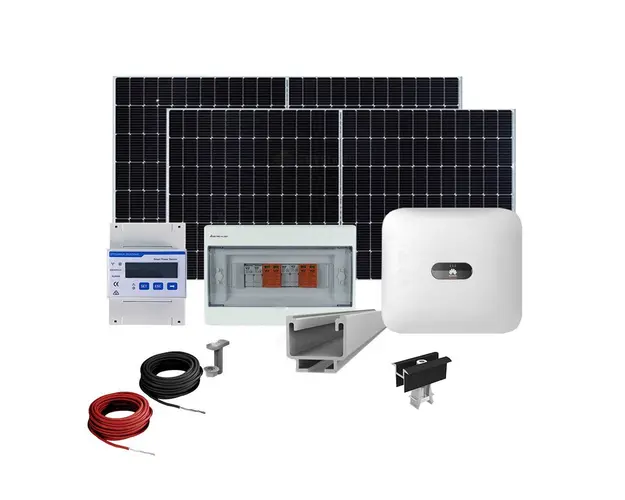 Sistem Fotovoltaic complet cu montaj si dosar prosumator inclus 5 kWp, invertor trifazat hibrid Huawei si 11 panouri Canadian Solar, montaj pe acoperis inclinat