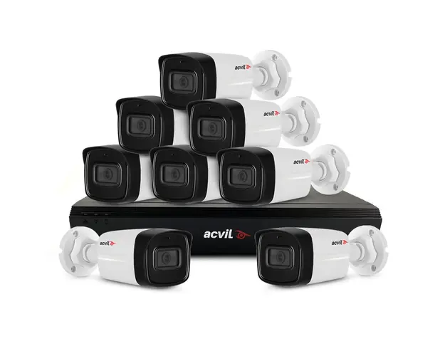 Sistem supraveghere exterior basic Acvil Pro Starlight ACV-B8EXT40-2MP, 8 camere, 2 MP, IR 40 m, 2.8 mm, audio prin coaxial