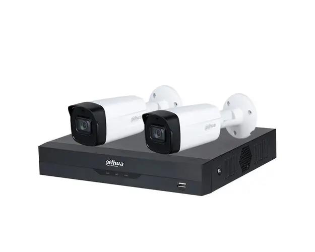 Sistem supraveghere exterior basic Dahua DH-B2EXT80-5MP-M, 2 camere, 5 MP, IR 80 m, POS, IoT