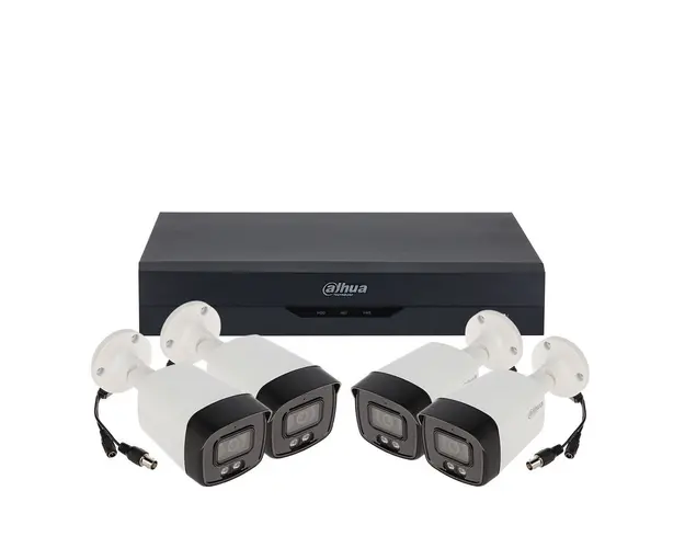 Sistem supraveghere exterior basic Dahua DH-B4EXTIRA40M-A, 4 camere, 2 MP, IR/Lumina alba 40 m, 2.8 mm, microfon