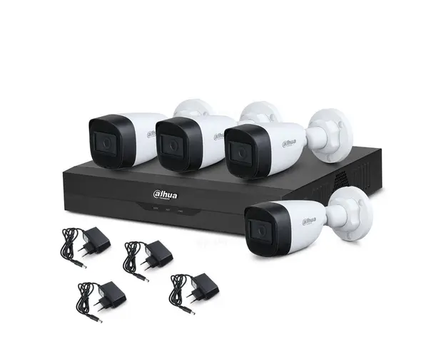 Sistem supraveghere exterior basic Dahua WizSense DH-B4EXT5MP-30M, 4 camere, 5 MP, IR 30 m, 2.8 mm
