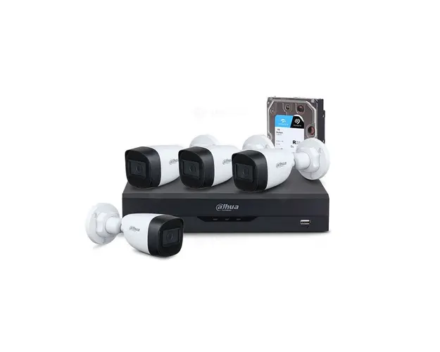 Sistem supraveghere exterior basic Dahua WizSense DH-B4EXT30-5MP, 4 camere, 5 MP, IR 30 m, 2.8 mm, PoS, IoT + HDD 1 TB