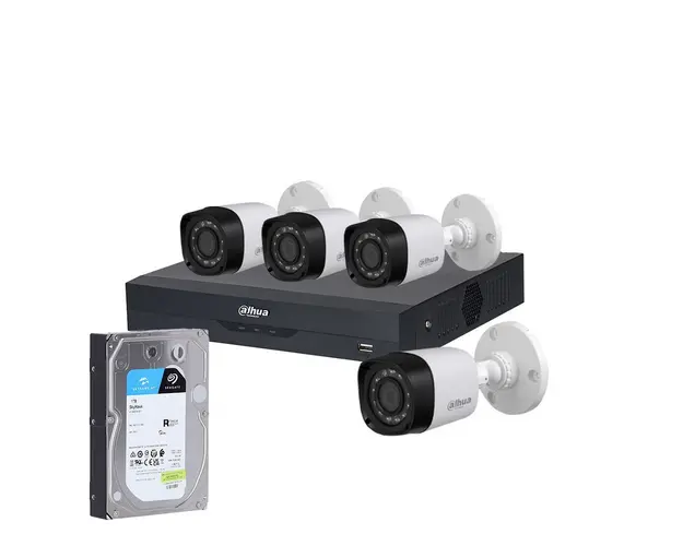 Sistem supraveghere exterior basic Dahua WizSense DH-B4EXT8MP-20M, 4 camere, 4K, IR 20 m, 2.8 mm, POS, IoT