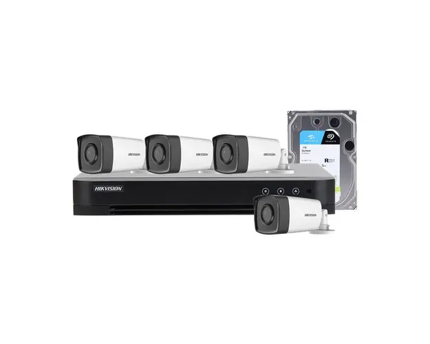 Sistem supraveghere exterior basic Hikvision Turbo HD HK-4EXT40M-2MP-1TB, 4 camere, 2 MP, IR 40 m, 2.8 mm, HDD 1TB