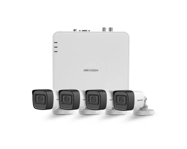 Sistem supraveghere exterior basic Hikvision TurboHD HK-4EXT30M-5MP-A, 4 camere, 5 MP, IR 30 m, 2.8 mm, microfon