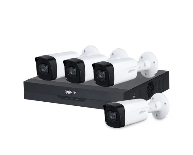 Sistem supraveghere exterior basic Dahua WizSense DH-B4EXT80-5MP-M, 4 camere, 5 MP, IR 80 m, POS, IoT
