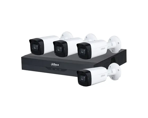 Sistem supraveghere exterior Dahua DH-B4EXT80M-5MP, 4 camere, 5 MP, IR 80 m, IoT