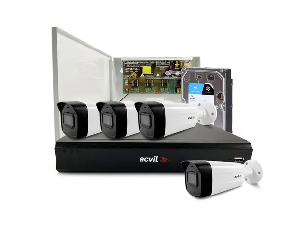 Sistem supraveghere exterior middle Acvil Pro ACV-M4EXT40-4K, 4 camere, 4K, IR 40 m, 2.8 mm, HDD 1 TB, audio prin coaxial