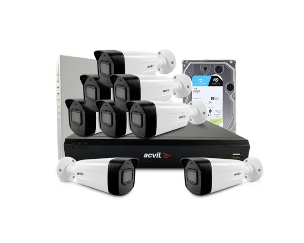 Sistem supraveghere exterior middle Acvil Pro ACV-M8EXT40-4K, 8 camere, 4K, IR 40 m, 2.8 mm, audio prin coaxial, HDD 1TB