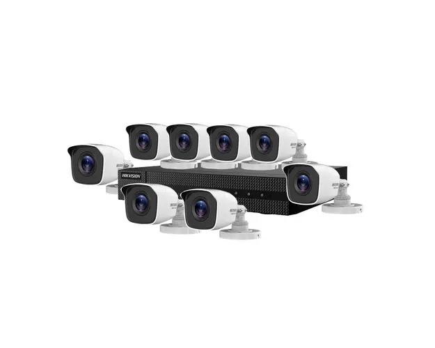 Sistem supraveghere exterior basic Hikvision HiWatch HW-8EXTIR20-5MP, 5 MP, IR 20 m, 8 camere, 2.8 mm