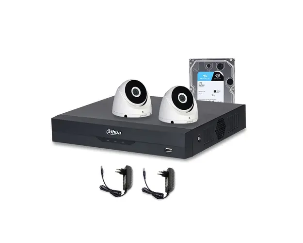 Sistem supraveghere interior middle Dahua WizSense DH-C2INT20-2MP, 2 camere, 2 MP, IR 20 m, 2.8 mm, POS, IoT, HDD 1TB