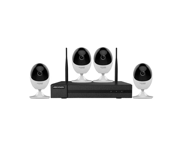 Sistem supraveghere interior IP WiFi Hikvision HW-4C2MP-10M-M, 4 camere, 2 MP, IR 10 m, 2.0 mm, detectia miscarii, microfon