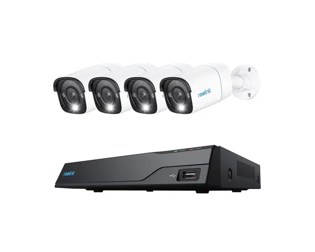 Sistem supraveghere IP exterior Reolink NVS8-8MB4, 4 camere, 4K, IR 30 m, 4 mm, microfon, HDD 2TB