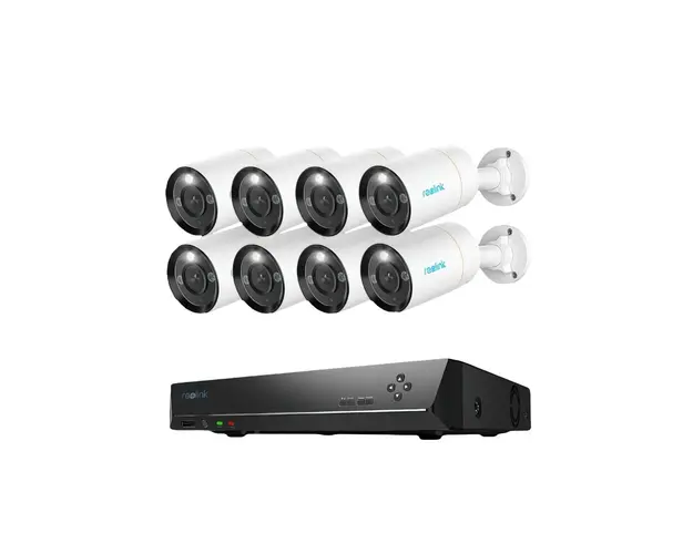 Sistem supraveghere IP exterior Reolink NVS16-12MB8, 8 camere, 12 MP, IR 30 m, 4 mm, microfon, HDD 4 TB