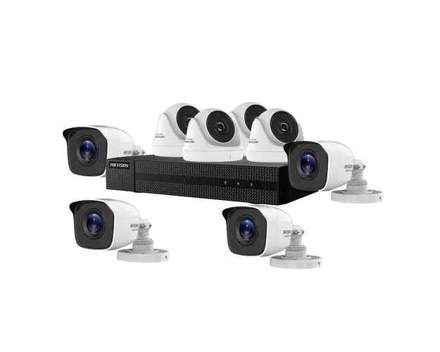 Sistem supraveghere mixt Hikvision HiWatch HW-8MXTIR20-2MP, 4 camere exterior / 4 camere interior, 2 MP, 2.8 mm, IR 20