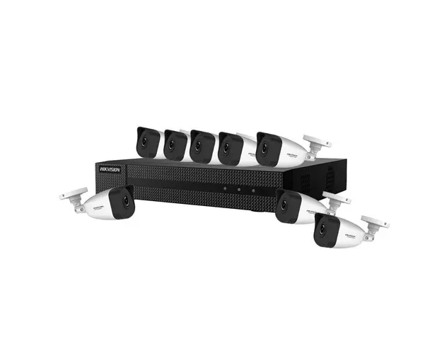Sistem supraveghere IP exterior Hikvision HW-IP-8EXTIR30-4MP, 8 camere, 4 MP, IR 30 m, 2.8 mm, PoE